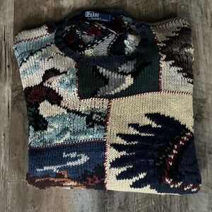 Men’s Polo Ralph Lauren patchwork sweater in pristine condition ✨
